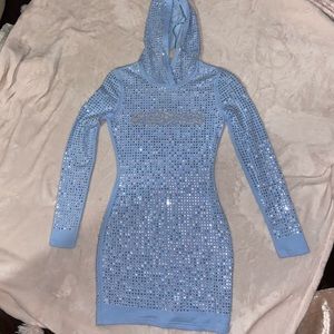 ‘Not to be Dramatic’ blue rhinestone mini dress